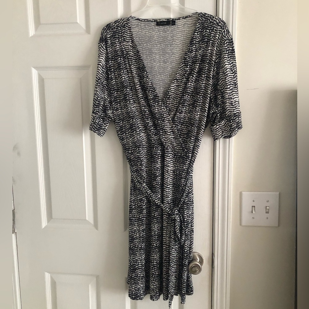 Black and white wrap dress